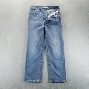 Levis Jeans Womens 29 Blue Ribcage Straight Ankle High Rise Button Fly Stretch